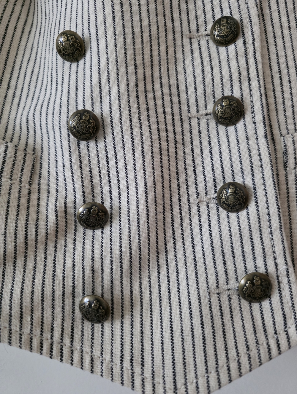 Vintage Lauren Ralph Lauren Linen Blend Vest Crest Button Equestrian Preppy Chic - Picture 2 of 7